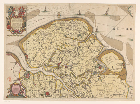 Map of Zeeuws-Vlaanderen, anonymous, in or after 1666 - c. 1719 Canvas Print