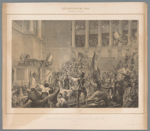 Paris insurgents disrupt the meeting of the Chamber of Deputies, Jules David (1808-1892), c. 1848 Canvas Print