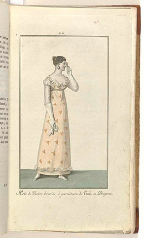 Elegantia, or magazine of fashion, luxury and taste for ladies, May 1808, No. 44: Robe de Moire brochée,..., anonymous, 1808 Canvas Print