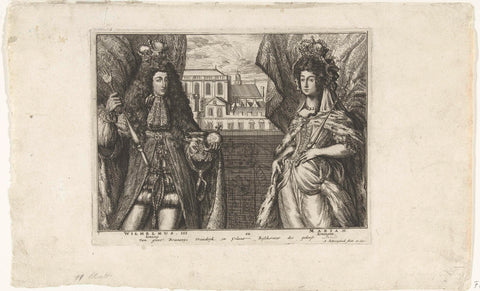 Portraits of King William III and Queen Maria II Stuart, 1689, Adriaen Schoonebeek, 1689 Canvas Print