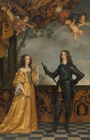 Portrait of Willem II (1626-1650), Prince of Orange, and his Wife Mary Stuart (1631-1660), Gerard van Honthorst, 1647 Canvas Print