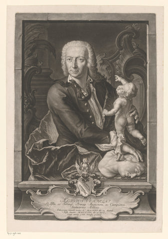 Portrait of Aegidius Verhelst, Johann Jacob Haid, 1749 - 1767 Canvas Print