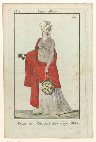 Journal des Dames et des Modes, Costume Parisien, 4 May 1799, Year 7 (105) : Chapeau de Paill (...), anonymous, 1799 Canvas Print