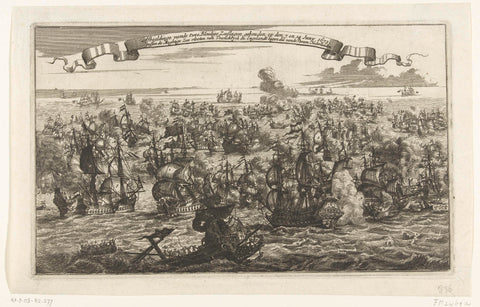 Naval battles on Schoonevelt, 7 and 14 June 1673, anonymous, 1675 - 1679 Canvas Print