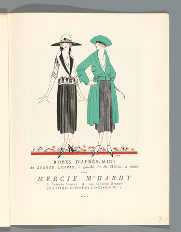 Gazette du Bon Ton, 1920 - No. 3, p. XXIII: Robes d'après-midi de Lanvin et Beer, Lucien Vogel, 1920 Canvas Print