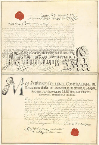 Two letters of the safe conduct for a Swiss superior in the State service, 1758, anonymous, 1758 Canvas Print