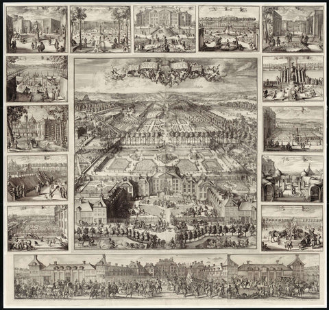 Views of Het Loo Palace, the associated buildings and the accompanying park, Romeyn de Hooghe, 1700 - 1737 Canvas Print