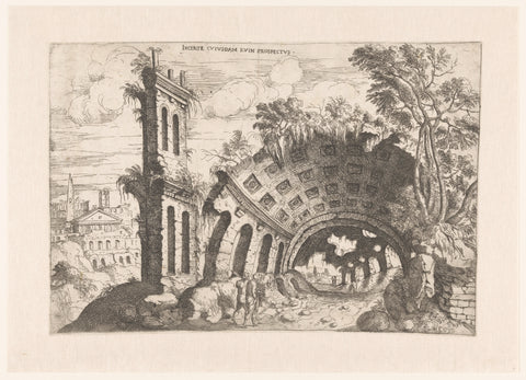 Landscape with antique ruins, Giovanni Battista Pittoni (I), 1561 Canvas Print