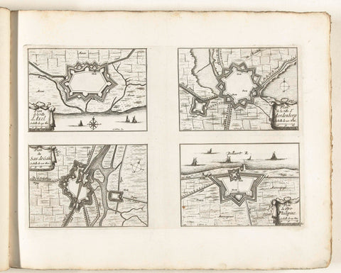 Maps of Axel, Aardenburg, Sas-van-Gent and Philippine, c. 1702, Laurens Scherm, 1702 - 1703 Canvas Print