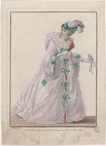 Gallerie des Modes et Costumes Français, 1783, 252 (bis): Dame dressed as a grand Domin (...), Jean François Janinet, c. 1783 Canvas Print