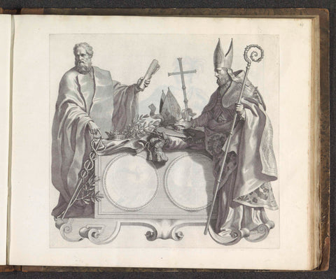 Blank medallion flanked by a senator and bishop, Robert of Audenaerd, 1673- 1743 Canvas Print