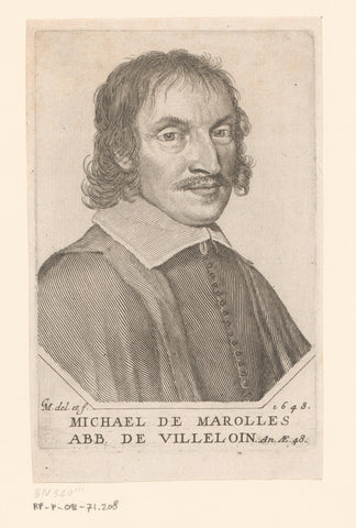 Portret van Michel de Marolles, Claude Mellan, 1656 Canvas Print