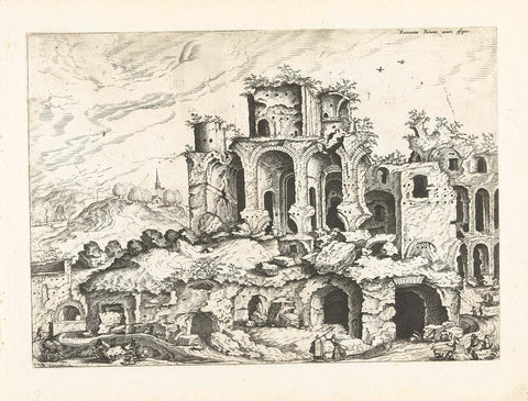 Third view of the ruins of the Palatine Hill, John or Luke of Doetechum (attributed to), c. 1578 - c. 1600 Canvas Print