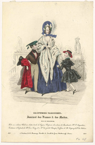 Journal des Dames et des Modes, Costumes Parisiens, 1837, (3509): Robe en velours (...), anonymous, 1837 Canvas Print