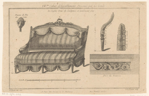 Sofa, Pierre Claude Delagardette, 1784 - 1785 Canvas Print