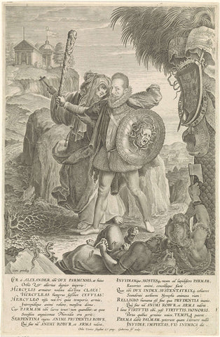 Allegorical portrait of Alessandro Farnese, Duke of Parma, Gijsbert van Veen, 1585-1628 Canvas Print