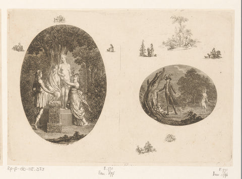 Two performances from Feyer der Liebe, Daniel Nikolaus Chodowiecki, 1795 Canvas Print