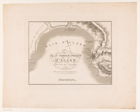 Map of the bay of Algiers in preparation for the invasion of Algiers by the French in 1830, anonymous, 1830 Canvas Print