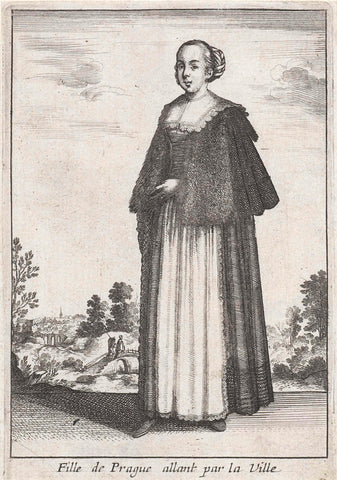 Daughter of Prague going through the City, Wenceslaus Hollar, 1662 Canvas Print