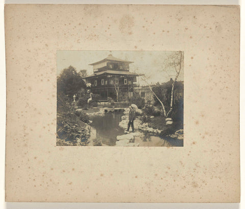 Jan C. Schüller in the garden at the Japanese Tea Palace at the World's Fair in St. Louis (Louisiana Purchase Exposition), 1904, unknown, 1904 Canvas Print