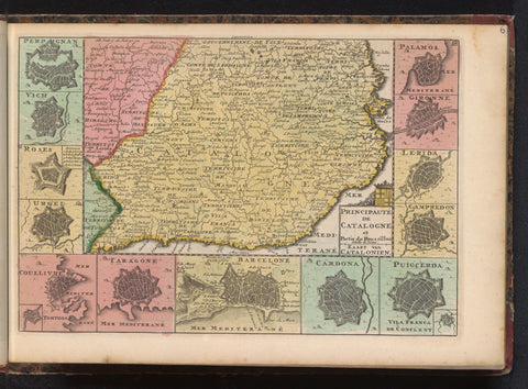 Map of Catalonia, anonymous, 1735 Canvas Print