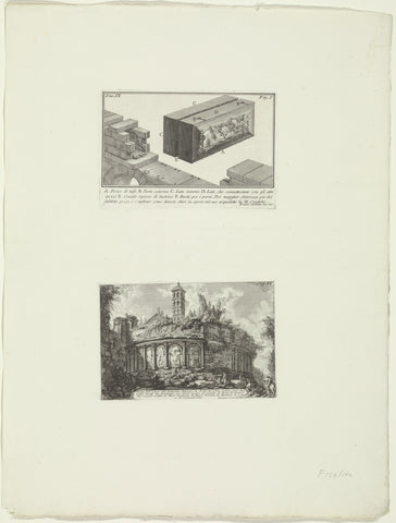 Blocks of peat stone and view of the Amphitheatrum Castrense in Rome, Giovanni Battista Piranesi, c. 1756 - c. 1757 Canvas Print