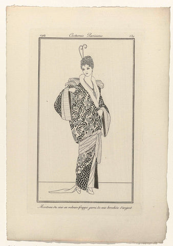 Journal des Dames et des Modes, Costumes Parisiens, 1914, No. 139 : Manteau du soir (...), anonymous, 1914 Canvas Print