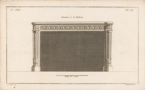 Fireplace with floral motifs, Jean Pelletier, 1772 - 1779 Canvas Print