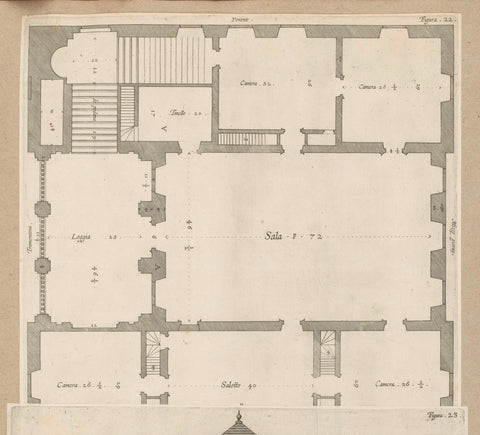 Plan of the first floor of the Villa Grimaldi in Genoa, Nicolaes Ryckmans, 1622 Canvas Print