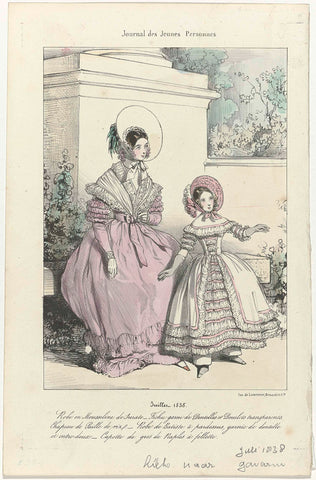 Journal des Jeunes Personnes, July 1838 : Robe en Mousselin (...), anonymous, 1838 Canvas Print