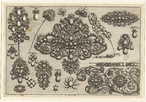 Twenty-two designs for jewellery, Joseph Friedrich Leopold, 1695 Canvas Print