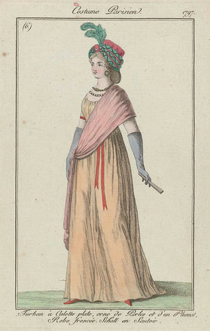 Journal des Dames et des Modes, Costume Parisien, 21 September 1797, (6)(bis): Turban à Calott (...), anonymous, 1797 Canvas Print