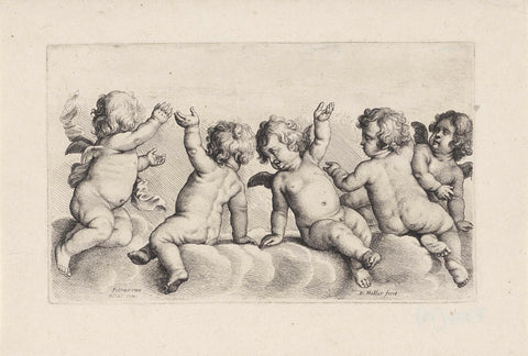 Five cherubim on a cloud, Wenceslaus Hollar, 1646 Canvas Print