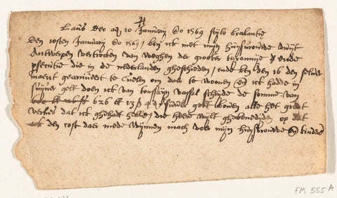 Manuscript with story of an unknown person who left Antwerp with his wife for Cologne because of the great tyranny, 1569, unknown, 1569 Canvas Print