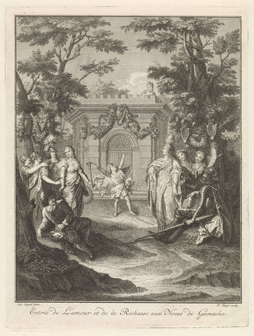 Entrance of Love and Wealth on the wedding of Gamache, Pieter Tanjé, 1716 - 1761 Canvas Print