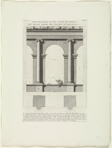 Colonnade of the Theatre of Marcellus in Rome, Giovanni Battista Piranesi, c. 1756 - c. 1757 Canvas Print