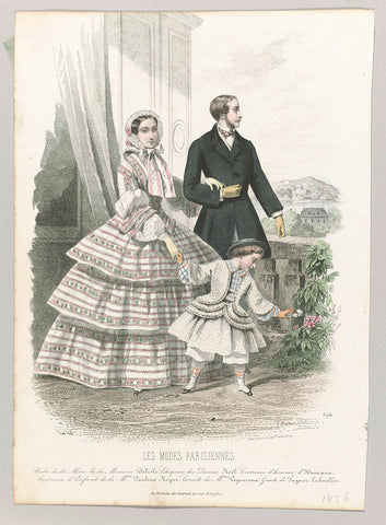 Les Modes Parisiennes, 1856, No. 696 : Robe de la Mèr (...), Montaut d'Oleron. Gabriel Xavier, 1856 Canvas Print