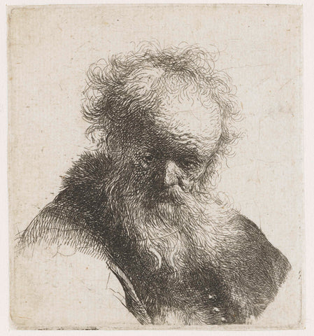 Bust of an old man with flowing beard and white sleeve, Rembrandt van Rijn, c. 1630 Canvas Print