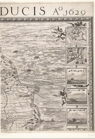 Large map of the siege of Den Bosch by Frederik Hendrik (top right page), 1629, Salomon Savery, 1629 Canvas Print