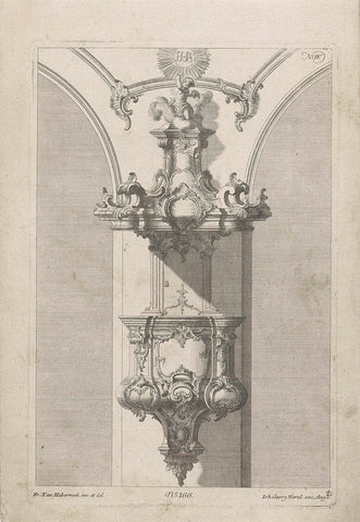 Pulpit with putto, unknown, 1740 - 1745 Canvas Print