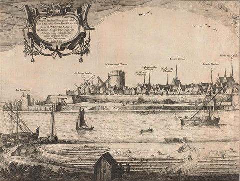 Profile of Deventer (plate I), Claes Jansz. Visscher (II) (possibly), 1615 Canvas Print