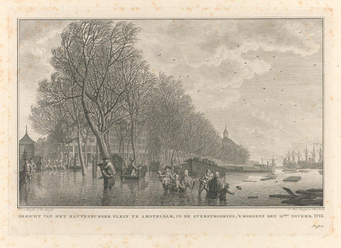 Floods on the Kattenburgerplein in Amsterdam, 1775, Noach van der Meer (II), 1775 - 1776 Canvas Print