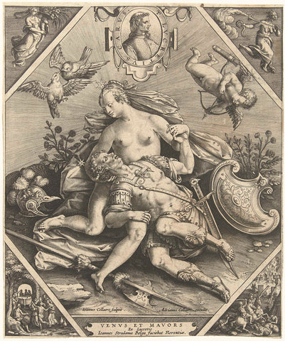 Venus en Mars, Jan Collaert (II), 1576 - 1628 Canvas Print