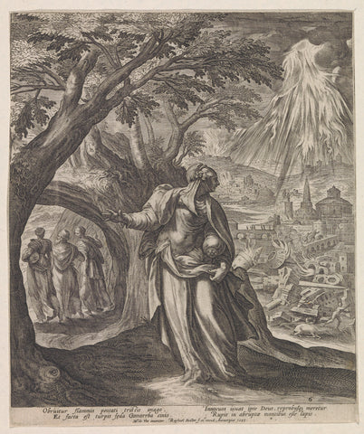 Lot woman turns into a pillar of salt, Raphaël Sadeler (I), 1583 Canvas Print