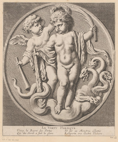 Hercules as putto with lerna Hydra, Louis Ferdinand I Elle, 1654 Canvas Print