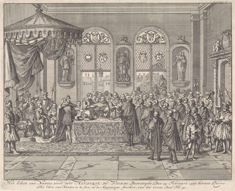 Confirmation of the Edict of Nantes by King Henry IV in Paris, 1599, Jan Luyken, 1696 Canvas Print