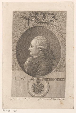 Portrait of Johann Wilhelm von Archenholz, J.S.L. Halle, 1790 Canvas Print