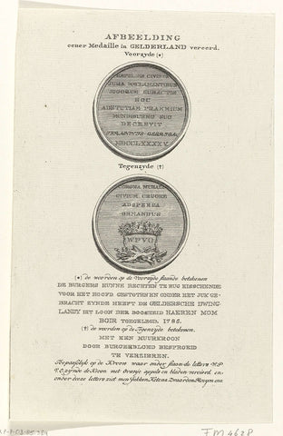 Medal op de erkenning van de vertegenwoordigers van de burgerkorpsen Gelderland, 1785, anonymous, 1785 Canvas Print