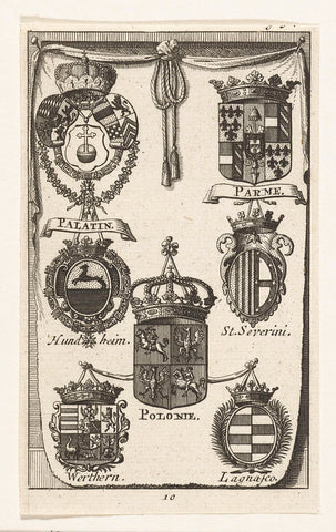 Weapons of the plenipotentiaries of the Palatinate, Parma and Poland at the peace negotiations in Utrecht (no. 10), 1712-1713, anonymous, 1713 Canvas Print