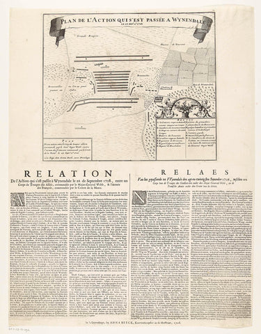 Plan of the Battle of Wijnendale, 1708, anonymous, 1708 Canvas Print